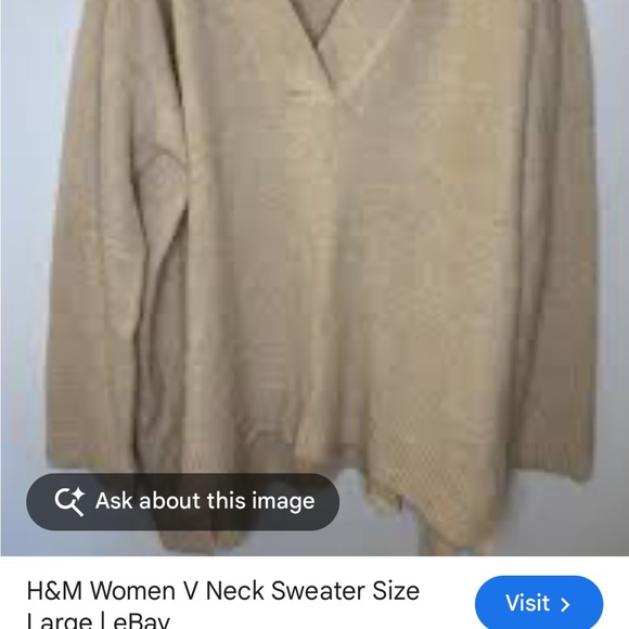 NWOT-woman’s V-neck, beige soft sweater, oversized relaxed fit UK-10-EU-38-US-6 - Picture 4 of 16